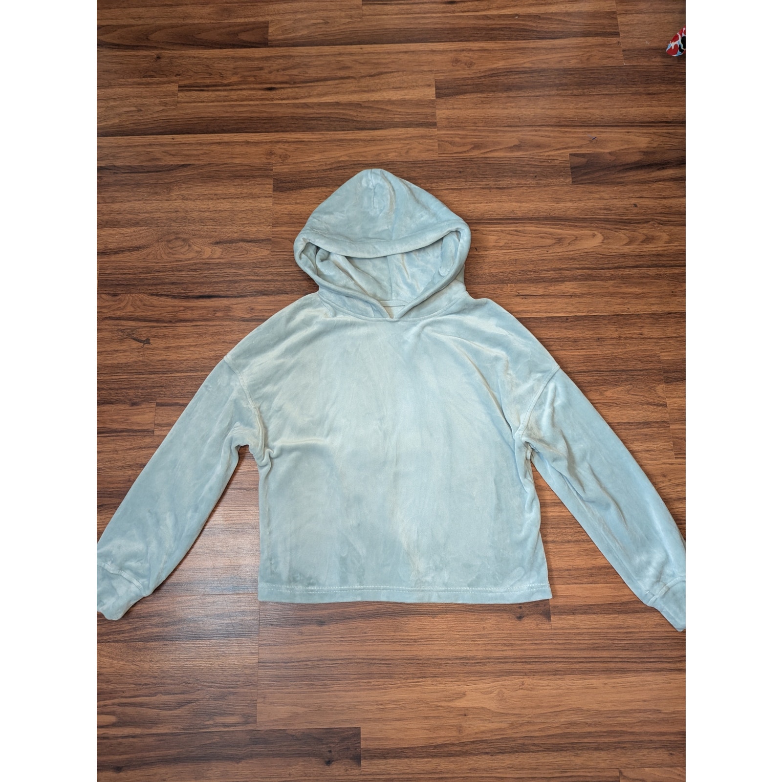 Ugg Plush Fleece Cropped Hoodie Size Small Blue Green Cozy Minimalist Velour
